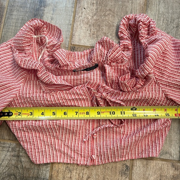 ZARA STRIPED CROPPED TOP WITH RUFFLES SIZE S - Picture 6 of 8